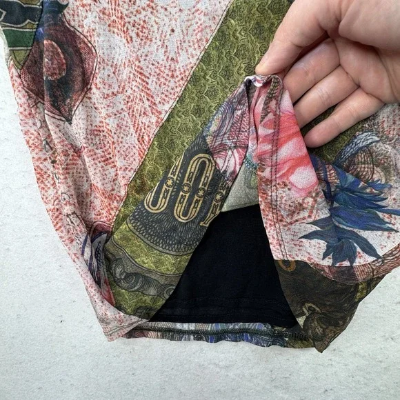 Desigual Womens Artsy Mixed Print Floral Art To Wear XS Garden Fairy Top Lined - Picture 8 of 12